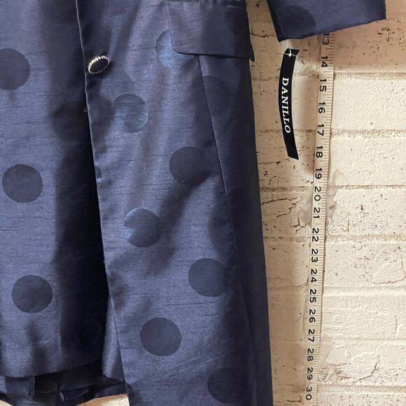 NWT Danillo Blue Polka Dot Formal Party Cocktail Two-Piece Dress Suit Set  8 - Picture 3 of 15